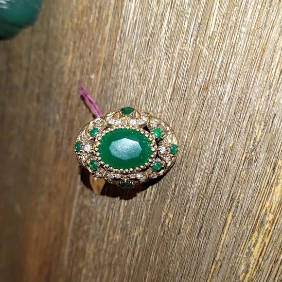 Mew Emerald Turkish Ring SIZE 8 - Picture 8 of 8